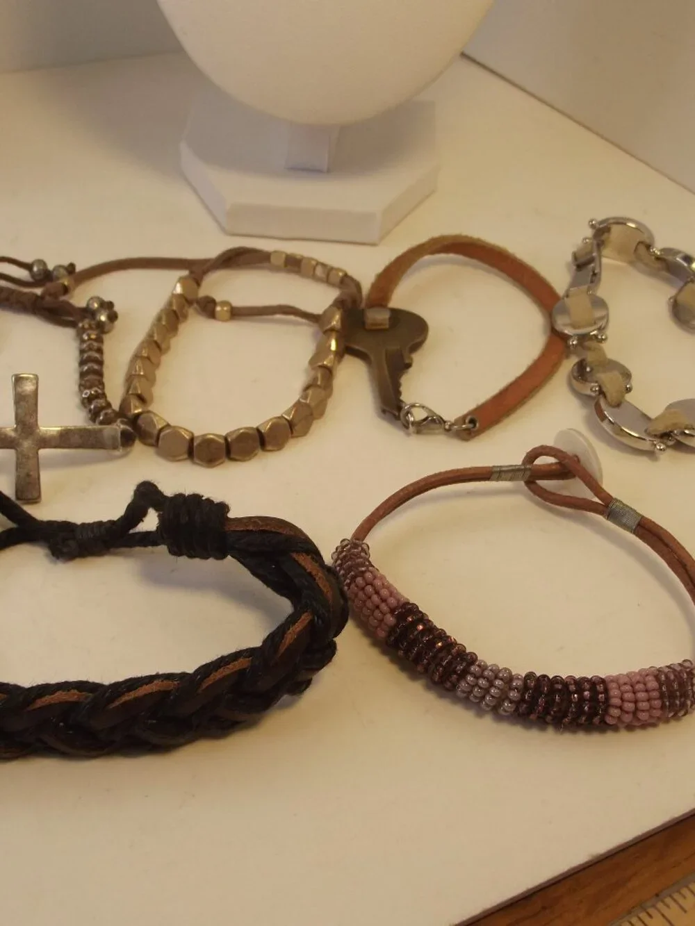 Lot of 6 Leather Bracelets  All Different